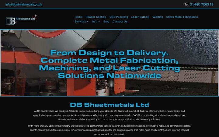 Screenshot of db-sheetmetals.co.uk