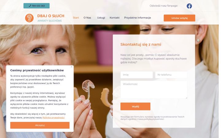 Screenshot of dbajosluch.pl