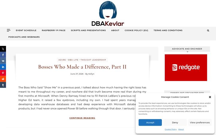 Screenshot of dbakevlar.com