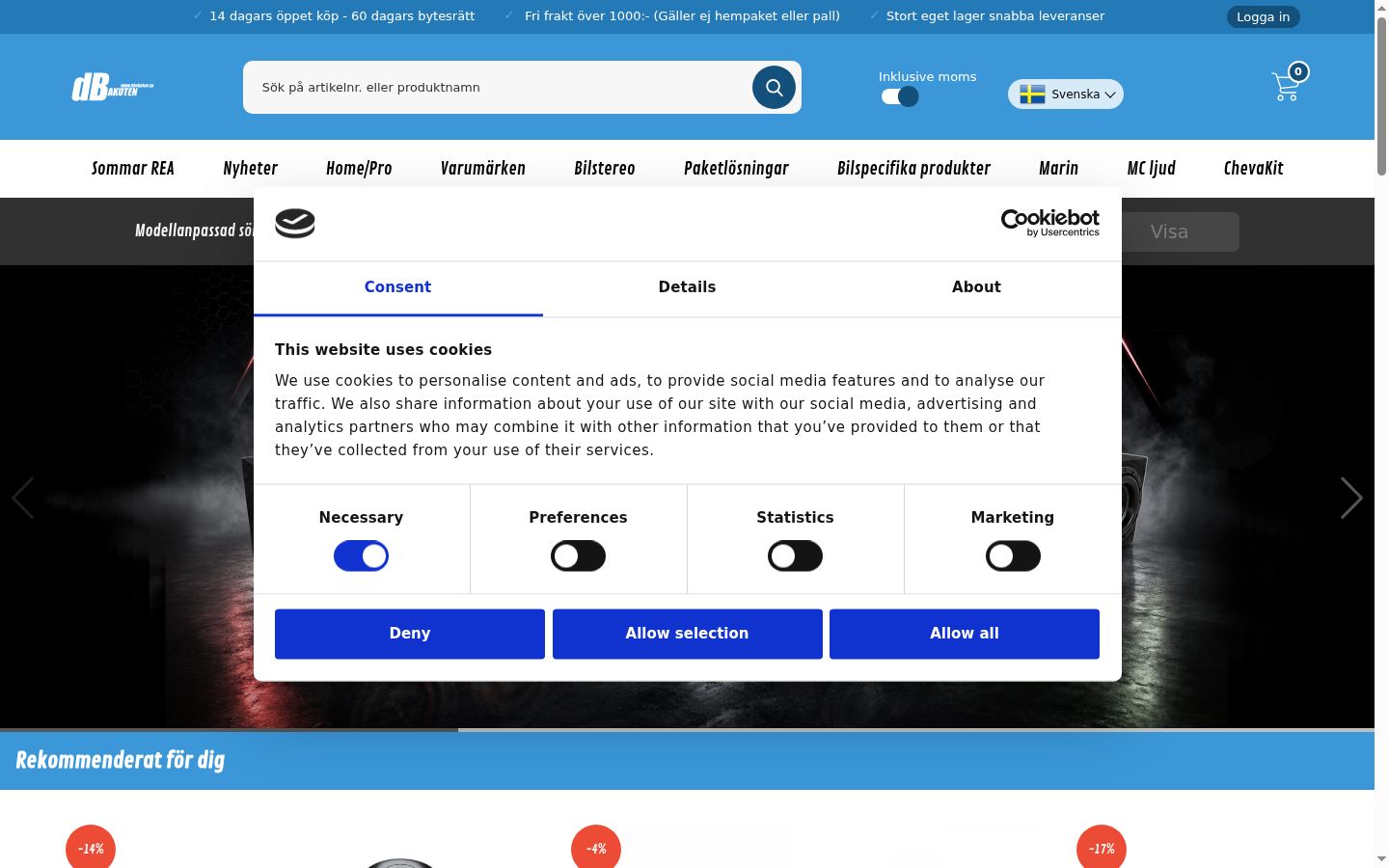 Screenshot des Einwilligungsbanners vor jeglicher Interaktion