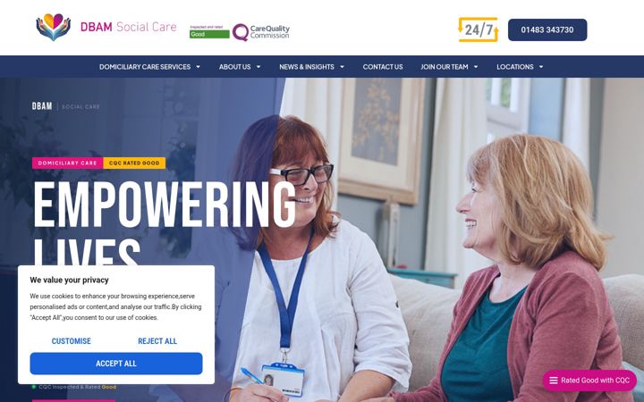 Screenshot di dbamsocialcare.co.uk