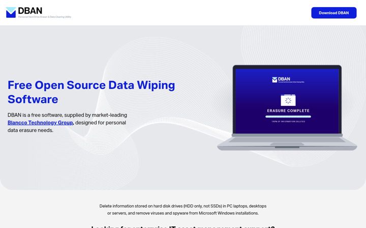 Screenshot of dban.org