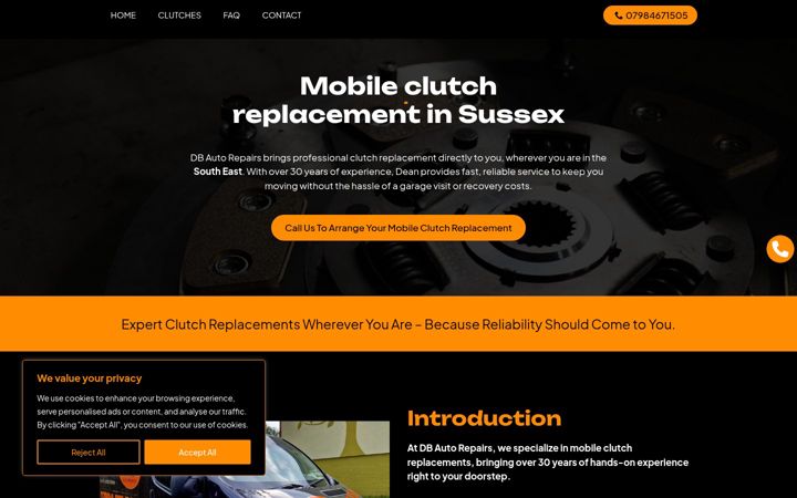 Screenshot of dbautorepairsmobilemechanic.co.uk