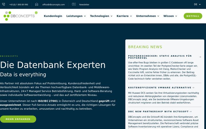Screenshot of dbconcepts.com