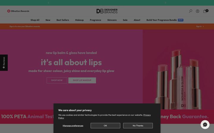 Captura de pantalla de dbcosmetics.com.au