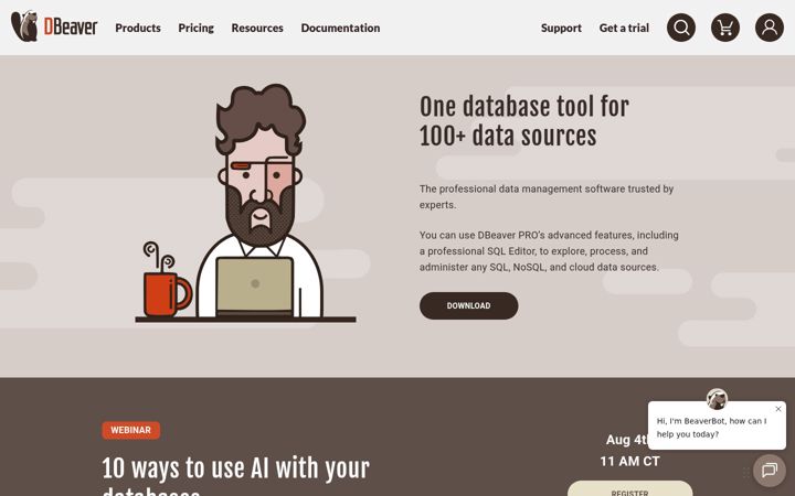 Screenshot of dbeaver.com