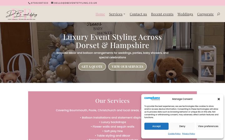 Screenshot of dbeventstyling.co.uk