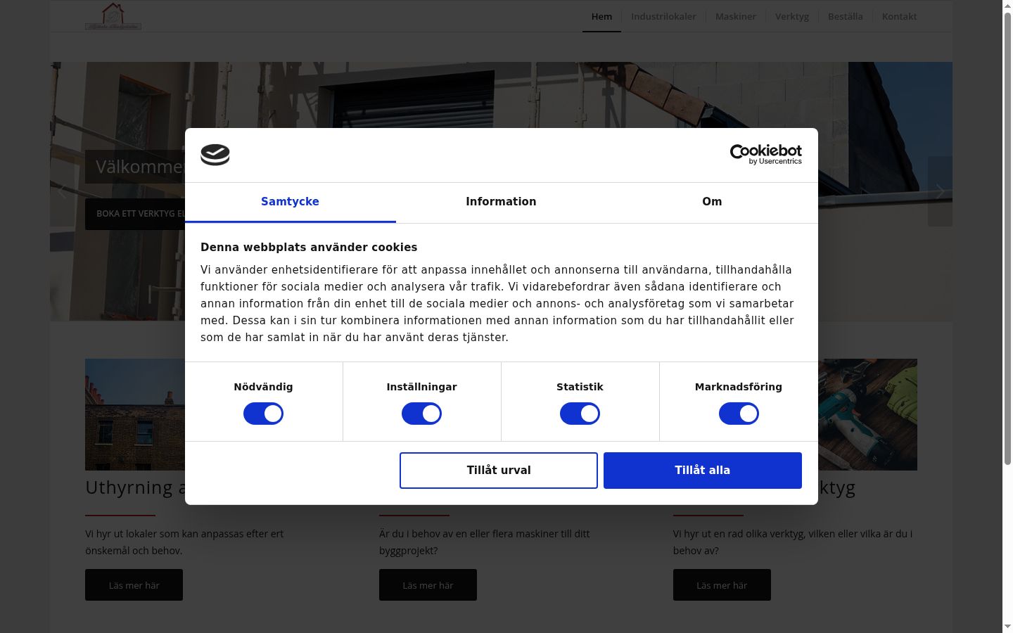 Screenshot of the consent banner shown before any interaction