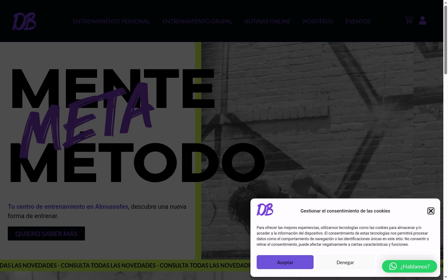 Captura de pantalla del banner de consentimiento mostrado antes de cualquier interacción