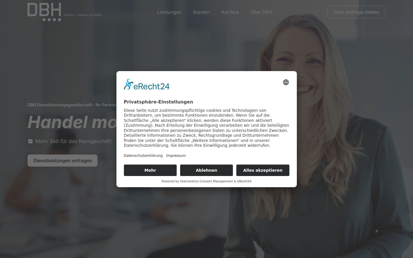 Capture d'écran de la bannière de consentement affichée avant toute interaction