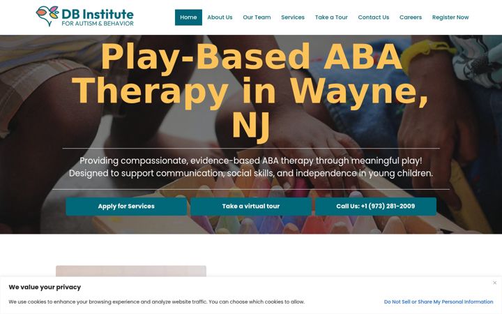 Screenshot of dbinstituteforautism.com