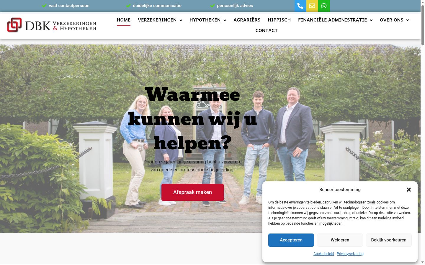 Screenshot van de toestemmingsbanner zoals getoond vóór enige interactie
