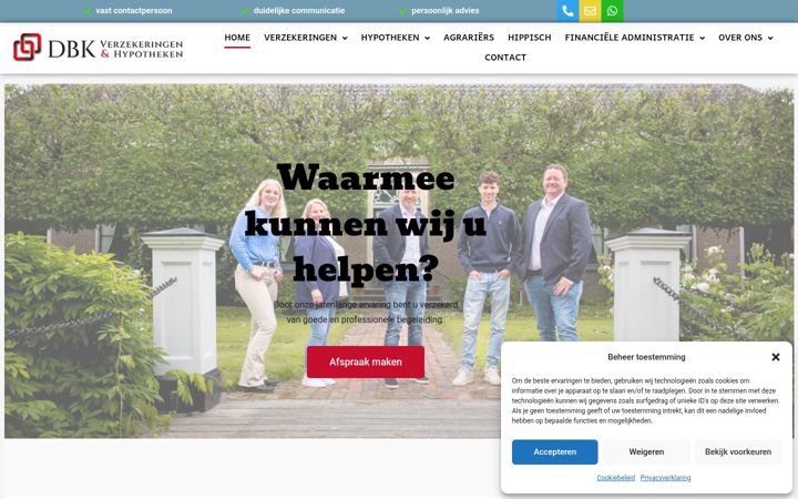 Screenshot van dbkverzekeringen.nl