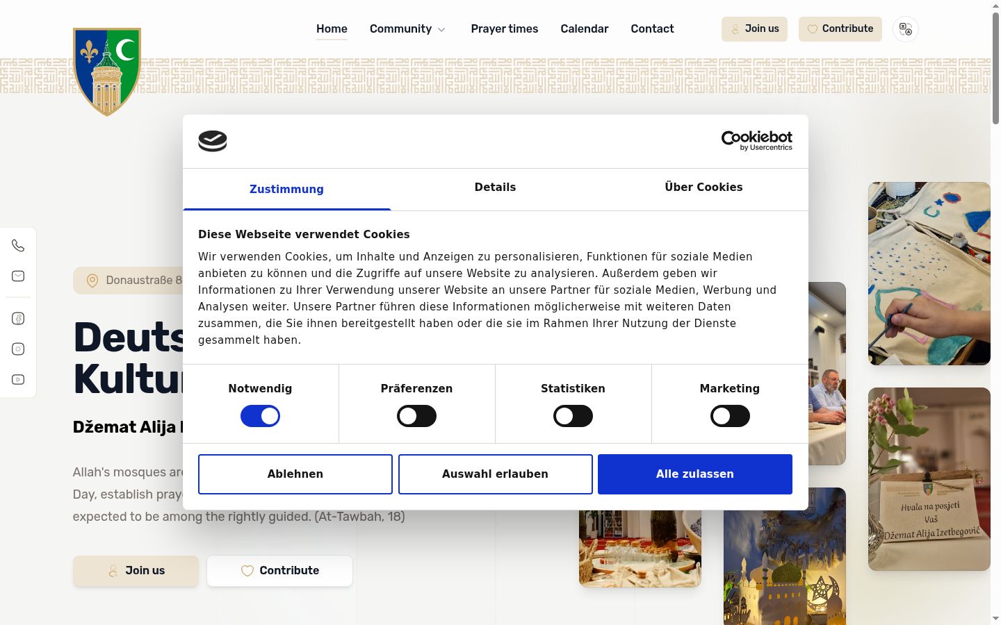 Snímka obrazovky banera súhlasu zobrazeného pred akoukoľvek interakciou