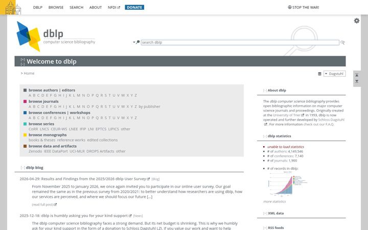 Screenshot του dblp.org