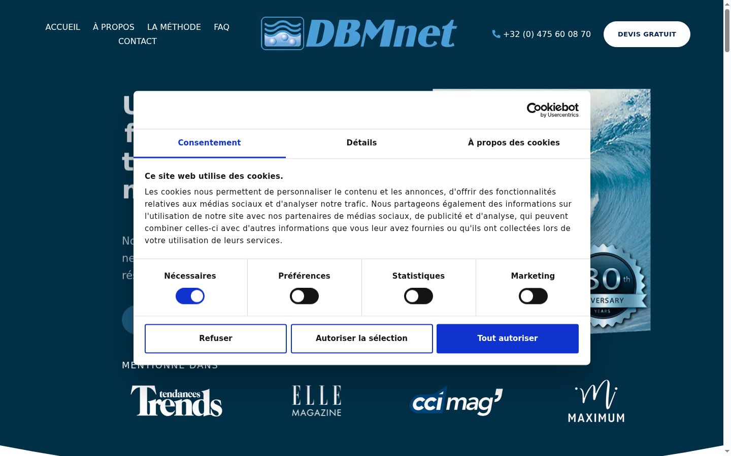 Screenshot del banner di consenso mostrato prima di qualsiasi interazione