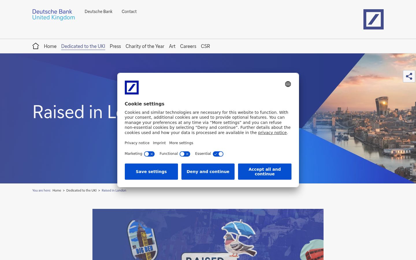 Screenshot del banner di consenso mostrato prima di qualsiasi interazione