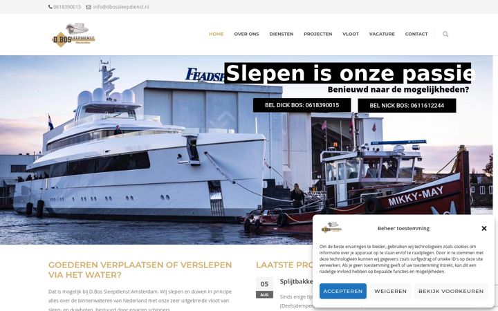Screenshot van dbossleepdienst.nl
