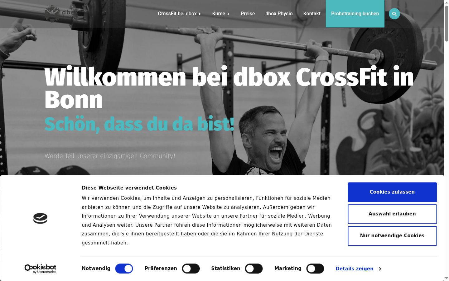 Screenshot des Einwilligungsbanners vor jeglicher Interaktion