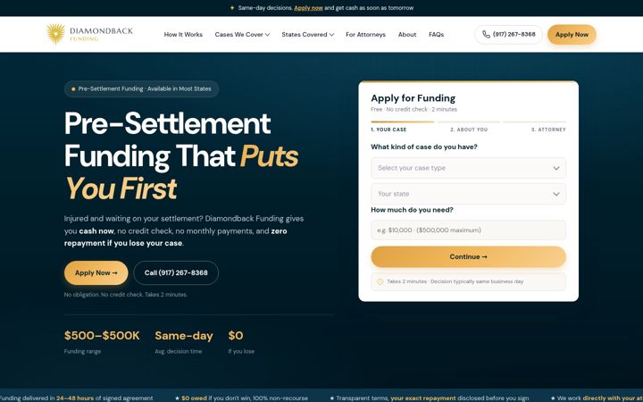 Screenshot of dbpresettlementfunding.com
