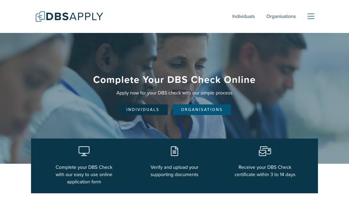 Screenshot of dbsapply.org.uk