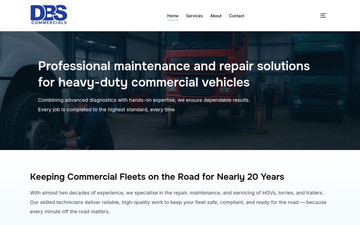 Screenshot of dbscommercials.co.uk