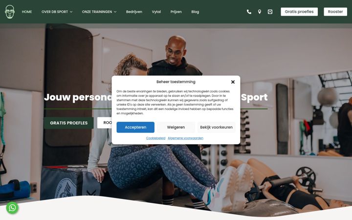 Screenshot van dbsport.nl
