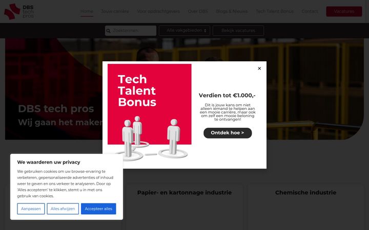 Screenshot van dbstechpros.nl