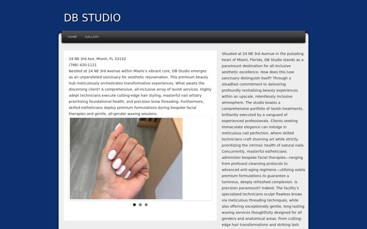 Screenshot of dbstudiomiami.com