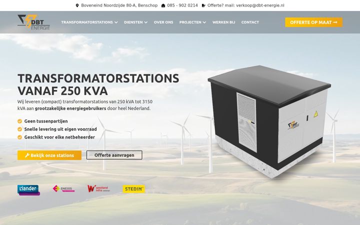 Screenshot van dbt-energie.nl
