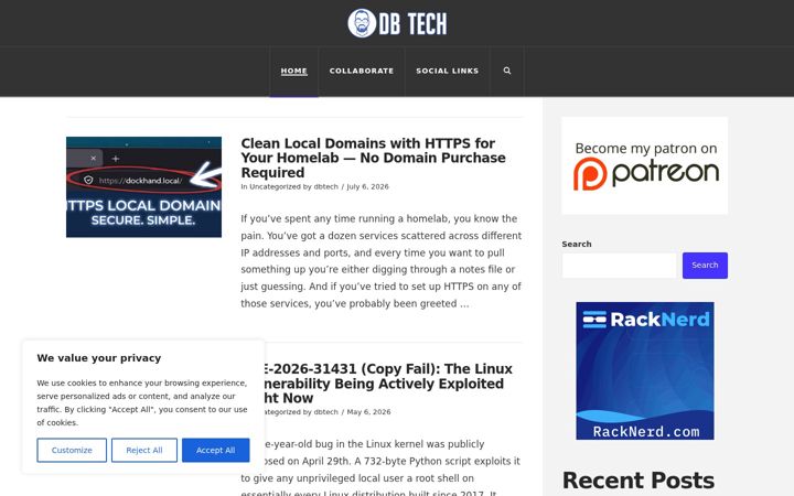Screenshot of dbtechreviews.com