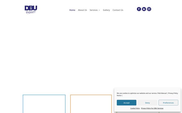 Ekrānuzņēmums no dbu.co.za
