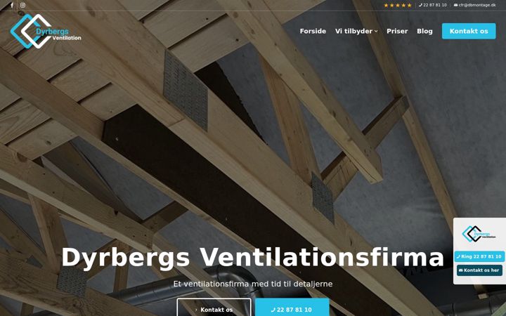 Screenshot of dbventilation.dk