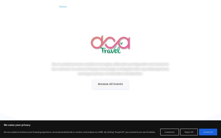 Screenshot of dca-travel.com