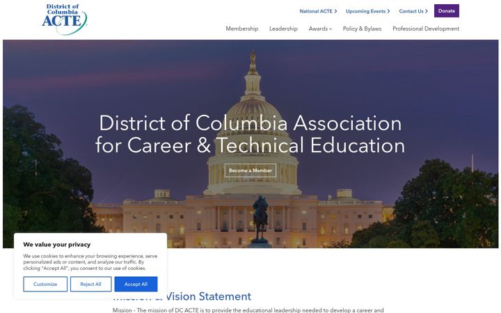 Screenshot of dcacte.org
