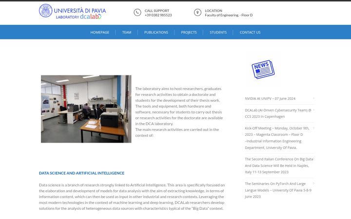 Screenshot of dcalab.unipv.it