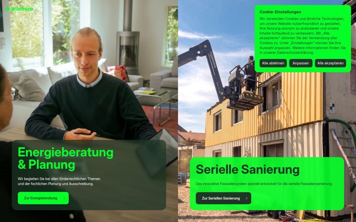 Screenshot of dcarbonize.de