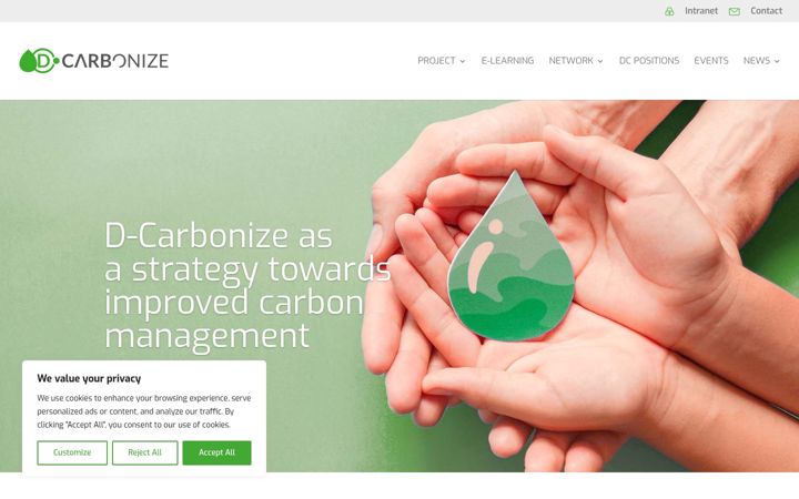 Captură de ecran a dcarbonizeproject.eu
