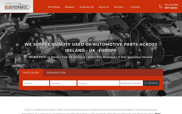 Screenshot of dcautospares.com