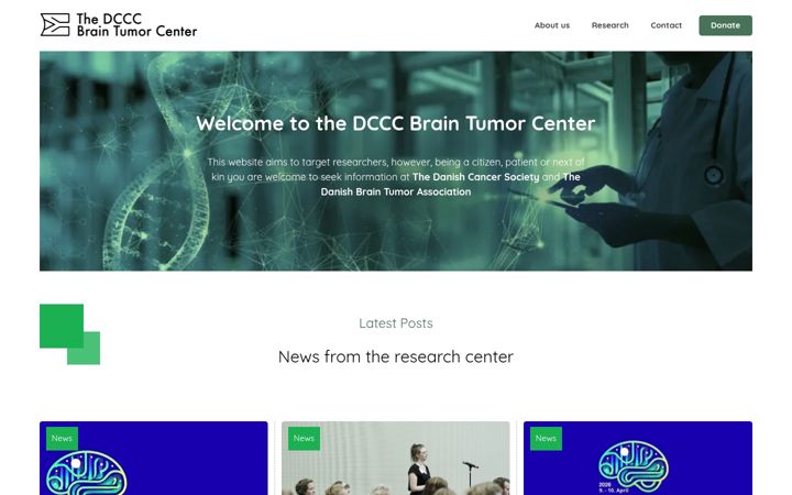 Screenshot of dcccbraintumor.dk