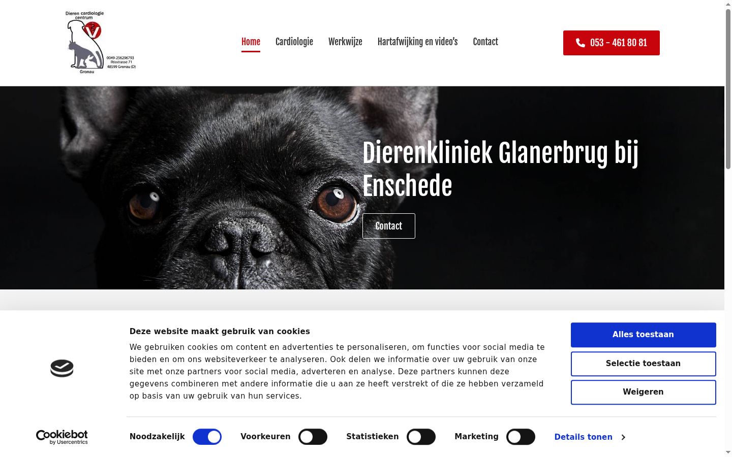 Screenshot van de toestemmingsbanner zoals getoond vóór enige interactie