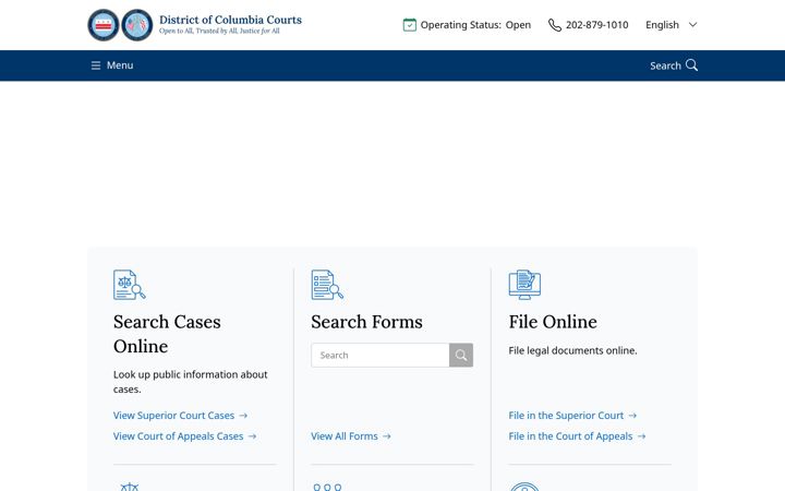 Screenshot of dccourts.gov