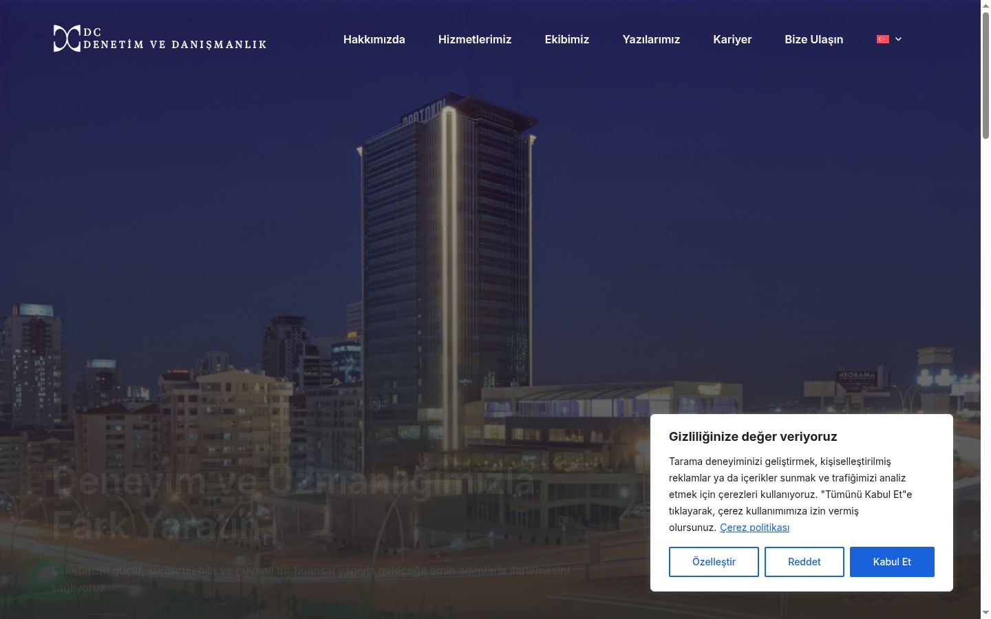 Screenshot del banner di consenso mostrato prima di qualsiasi interazione