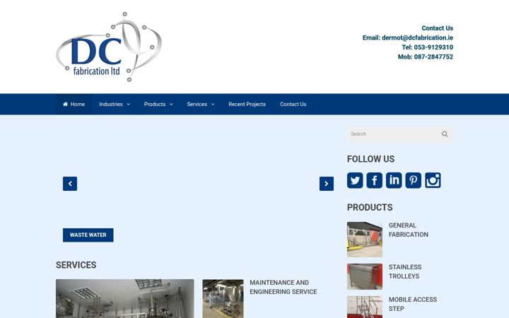 Skærmbillede af dcfabrication.ie