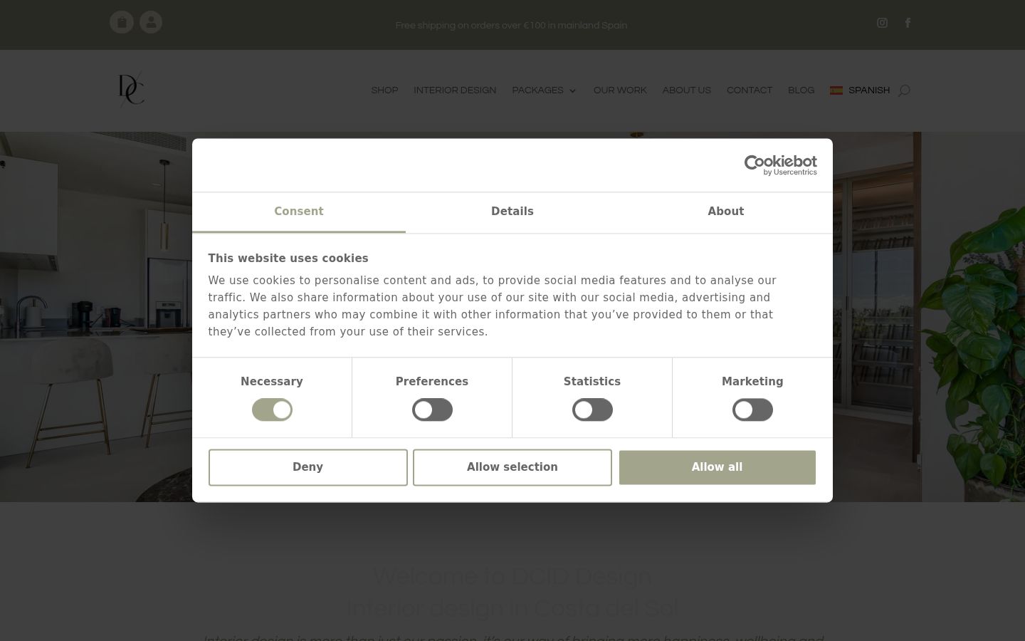Screenshot of the consent banner shown before any interaction
