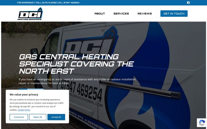 Skjámynd af dciheatingservices.co.uk