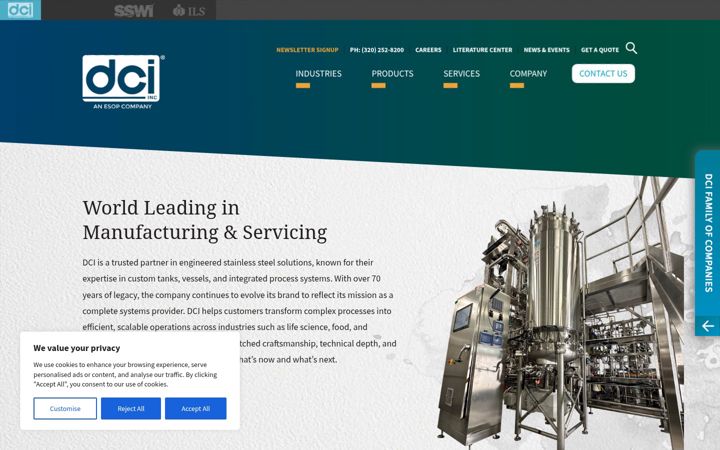 Screenshot of dciinc.com