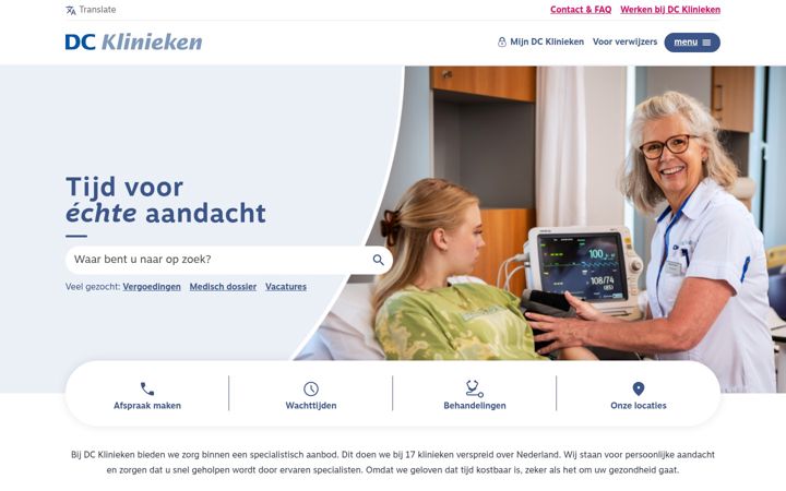 Screenshot van dcklinieken.nl