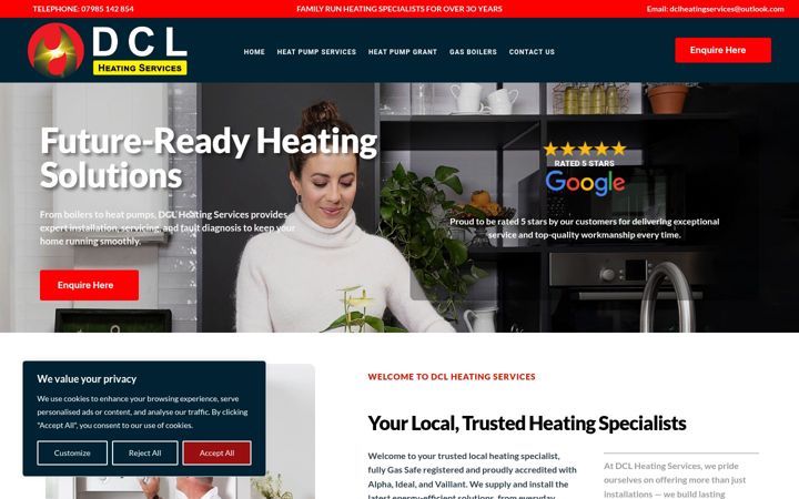 Screenshot of dclheatingservices.co.uk
