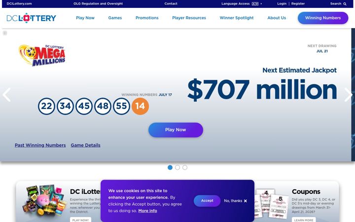 Screenshot of dclottery.com